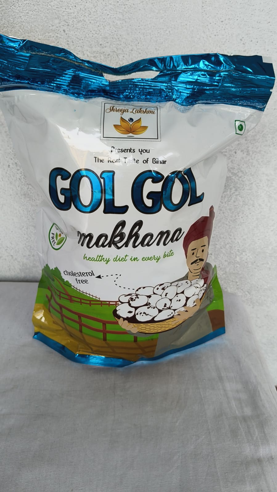 Gologol 4.75 Sutta makhana — blue retail package by Shreeja Lakshmi
